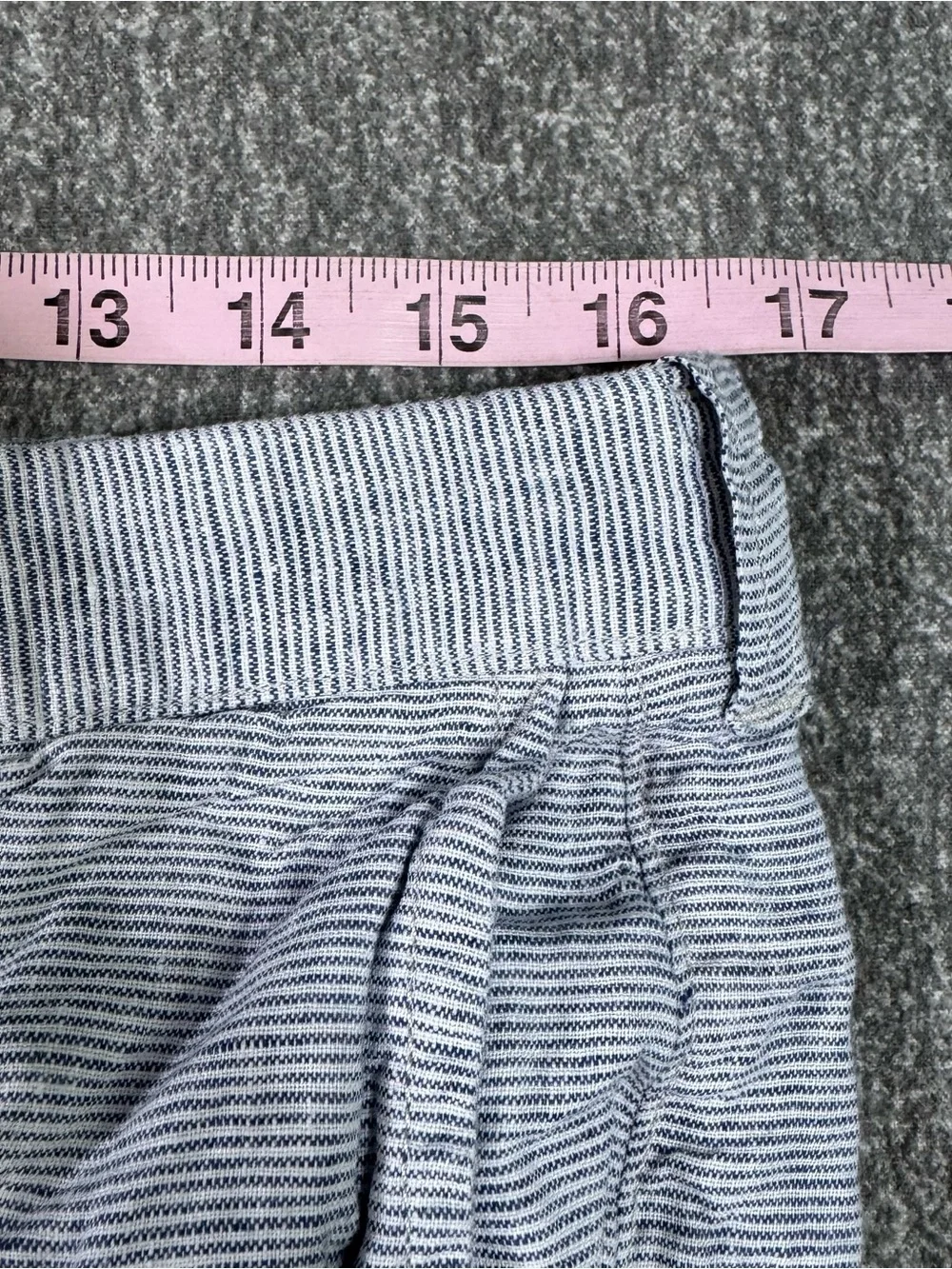 J.Crew Men’s 33 Shorts 9” Inseam 100% Linen Blue White Stripe Chino Casual Flat